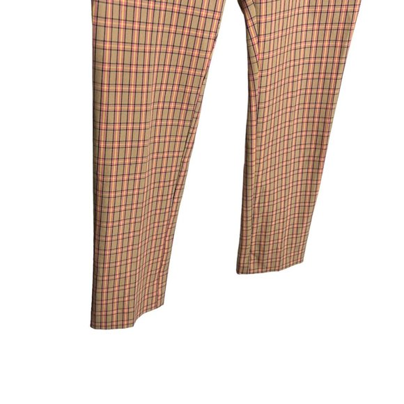 Anthropologie Essential Slim Tan Plaid Ankle High Rise Pants 6 - Picture 3 of 13